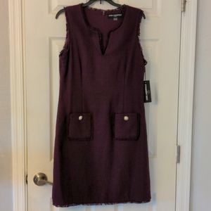 NWT Karl Lagerfeld eggplant tweed dress size 12